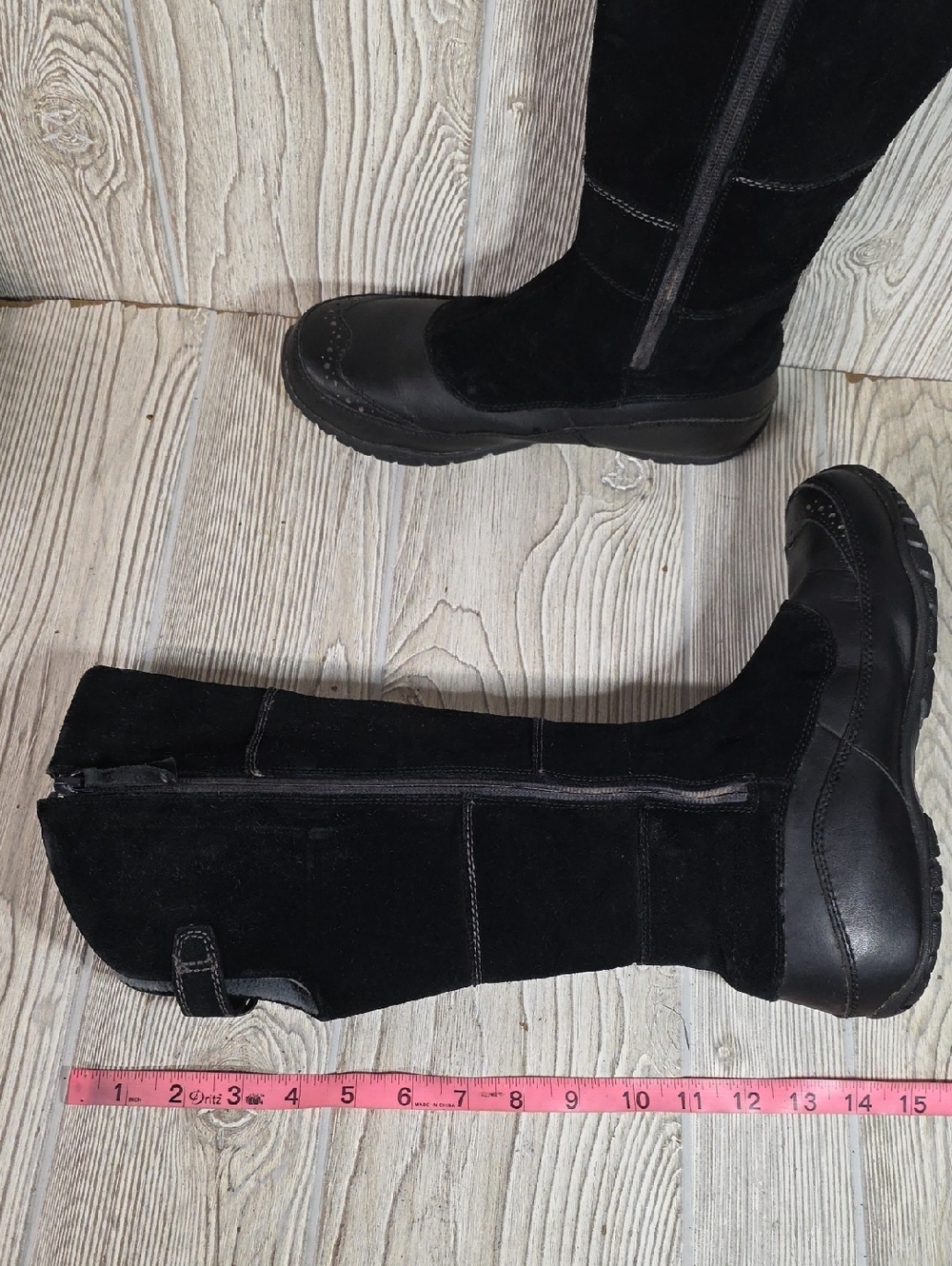 The North Face Anna Purna Tall Black Suede Leather Boots Womens Size 8.5 - Picture 14 of 16